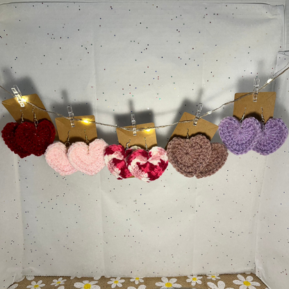 Large Crochet Heart Earrings